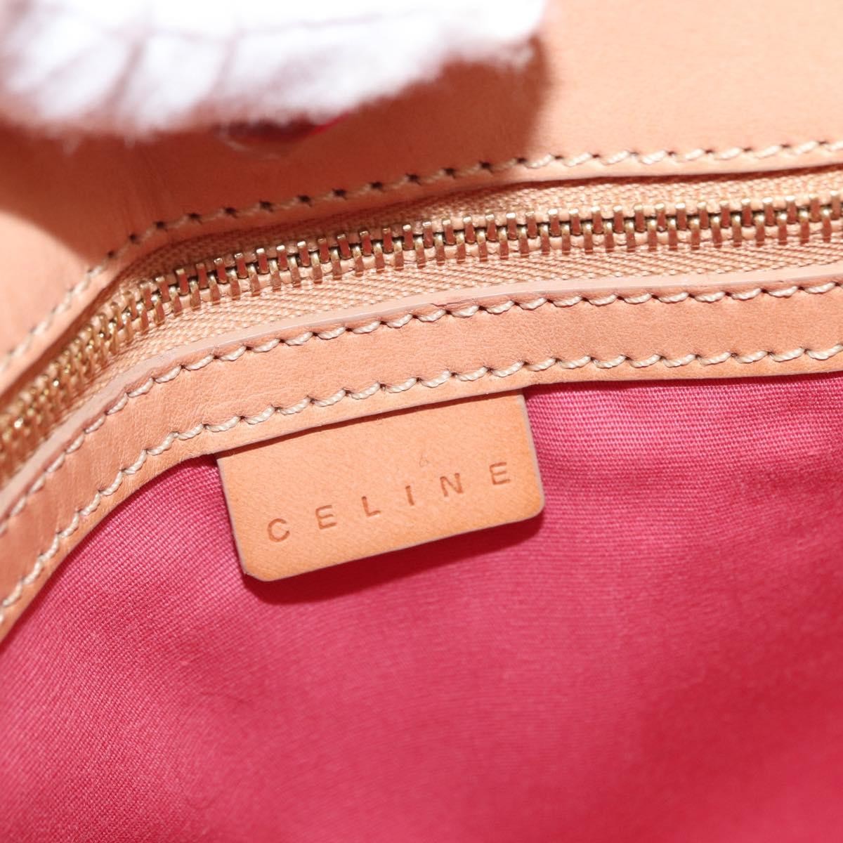 CELINE C Macadam Canvas Shoulder Bag Suede Pink Gold Auth 155501