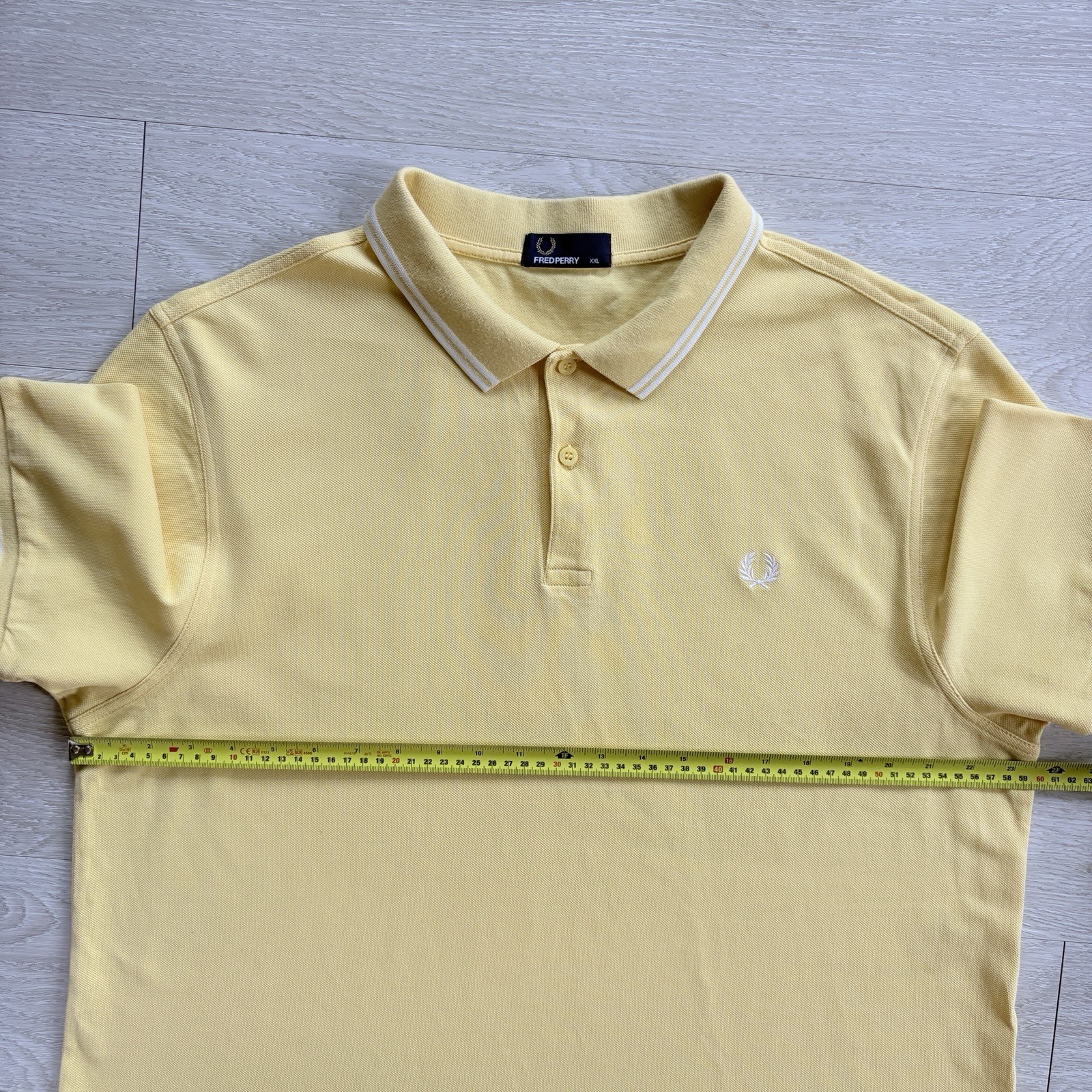 Fred Perry M3600 Short Sleeve Twin Tipped Polo Shirt Yellow Mens Size 2XL XXL