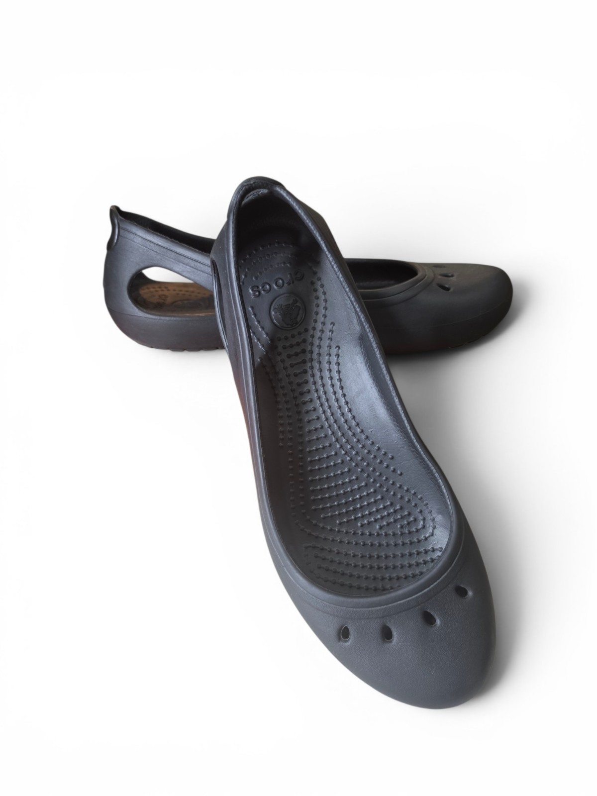 Crocs Kadee Flats Slip On Waterproof Shoes Women Size 8 Solid Black Ballet Flats