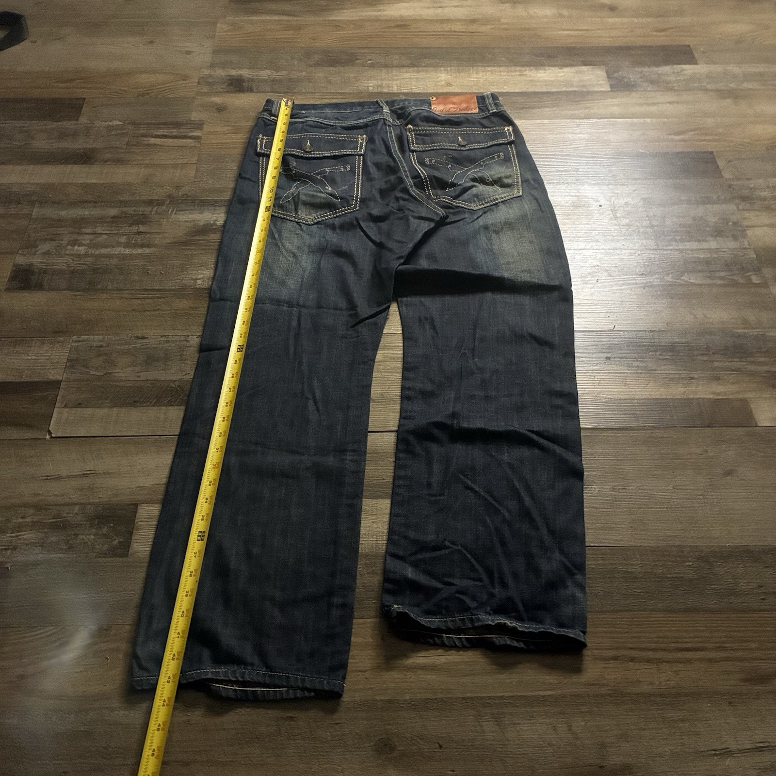 Buffalo David Bitton Men’s Dark Wash Blue Denim Relaxed Straight Jeans 36