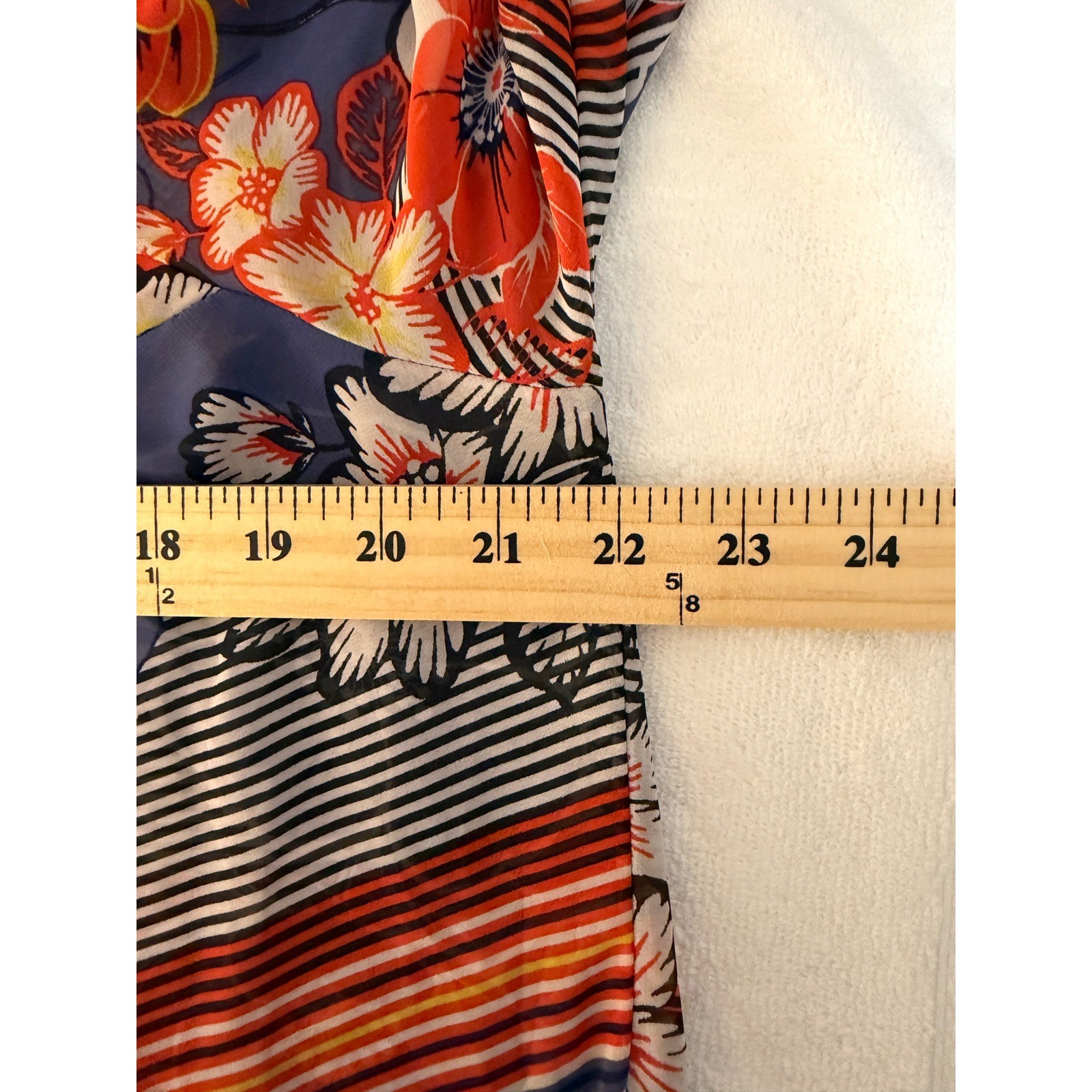 Fig and Flower Floral Peasant Blouse 1X Multicolor Boho Tie Neck 3/4 Sleeve Top