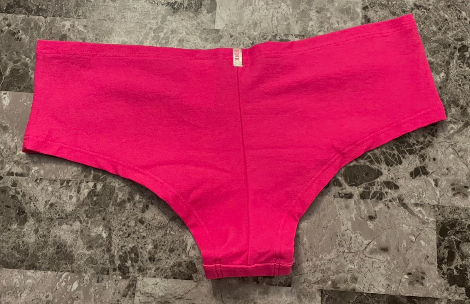NWT VICTORIA’S SECRET PINK LARGE GLITTER LOGO BOW RUCHED RARE CHEEKSTER PANTIES