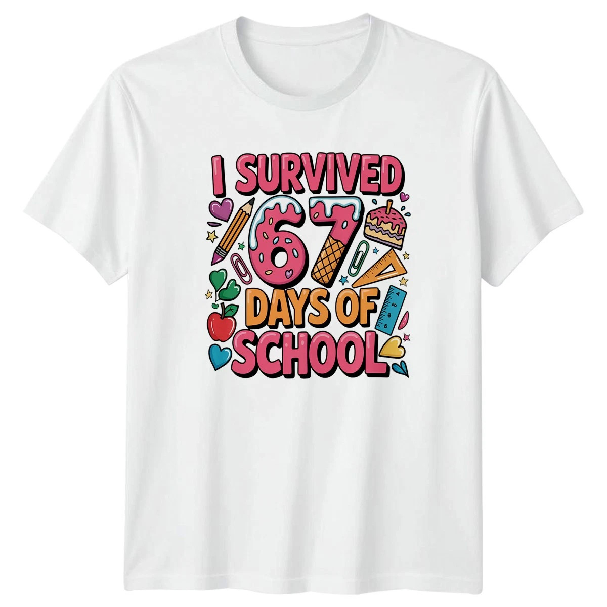 I Survived 67 Days Teaching Education Back To School White T-shirt