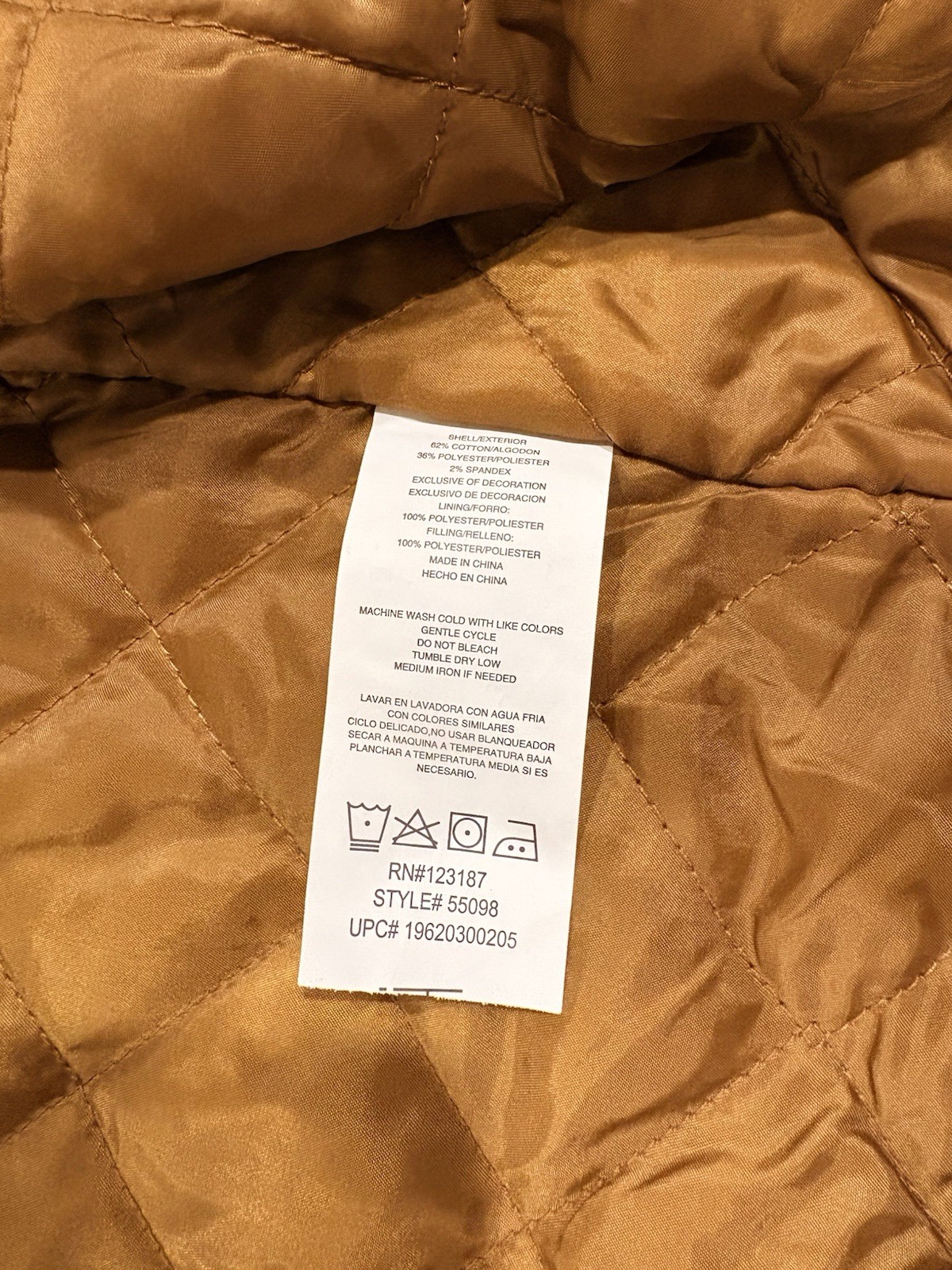 Wrangler Workwear Quilted Lined Duck Canvas Vest Brown Men’s XL Style 55098