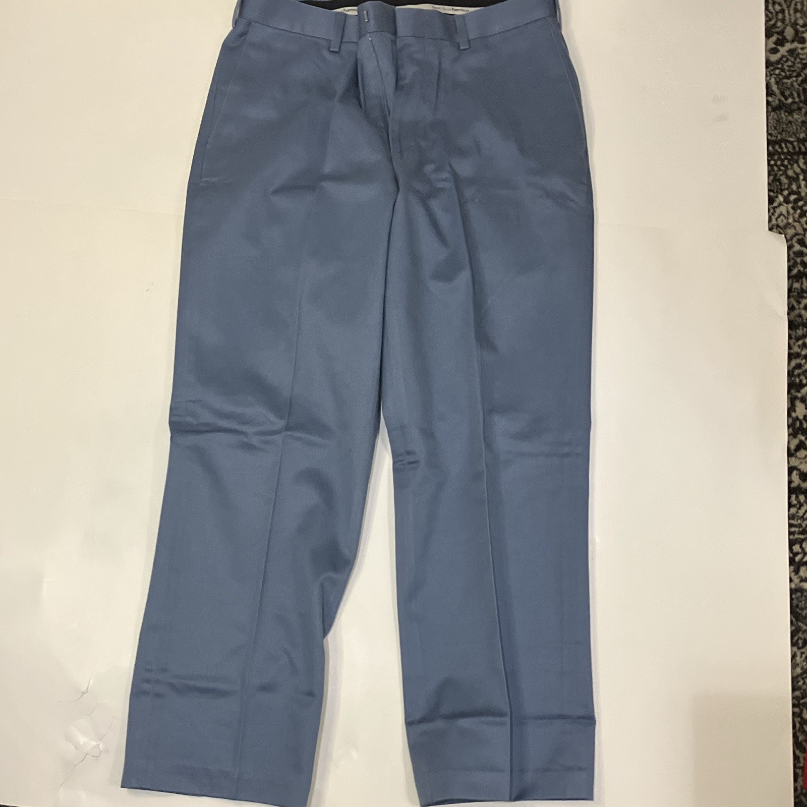 Perry Ellis Portfolio Men’s Blue Cotton Solid Pleated Dress Pants 32W