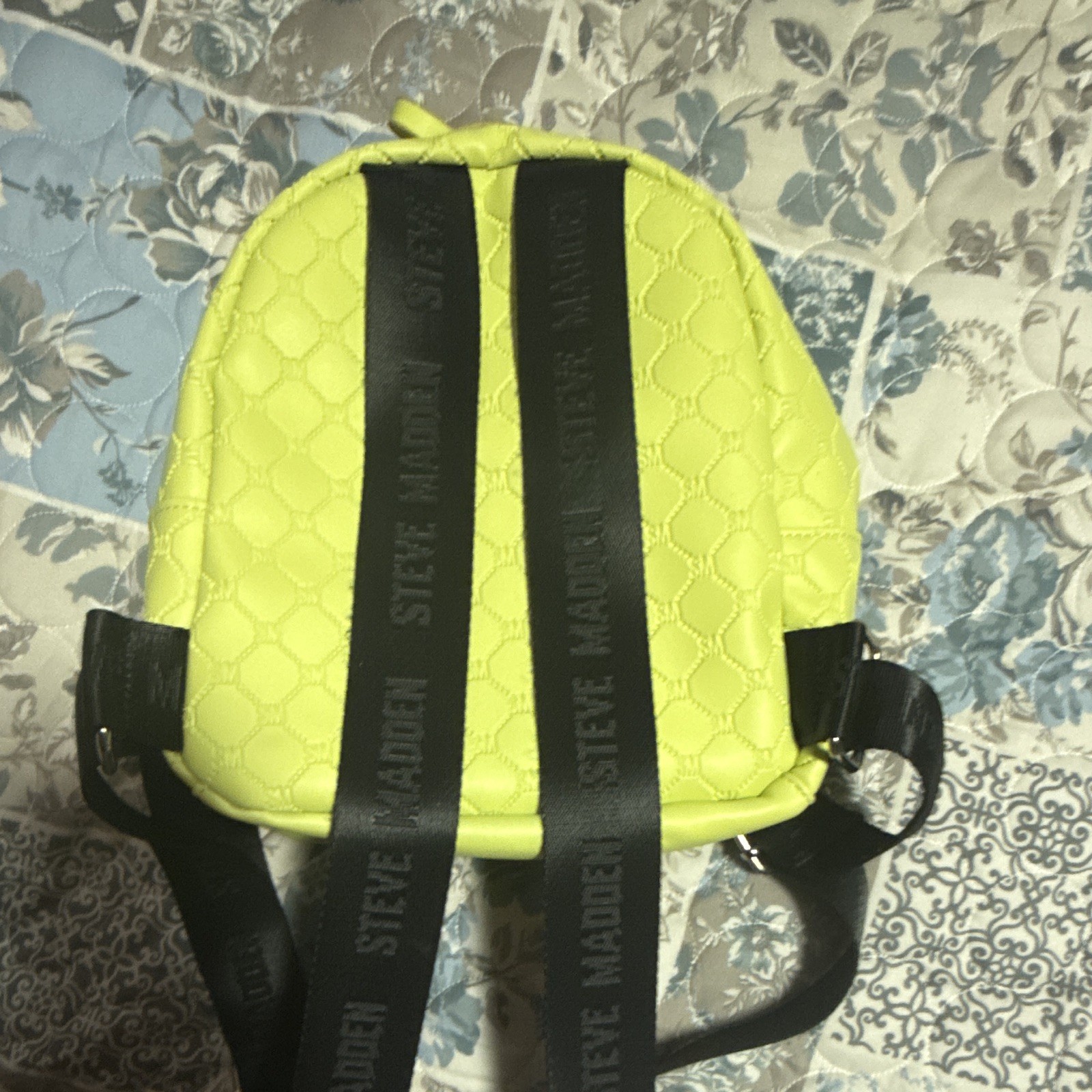 Steve Madden Green Mini Logo Backpack Tassel Bag Charm Zip Adjustable Straps