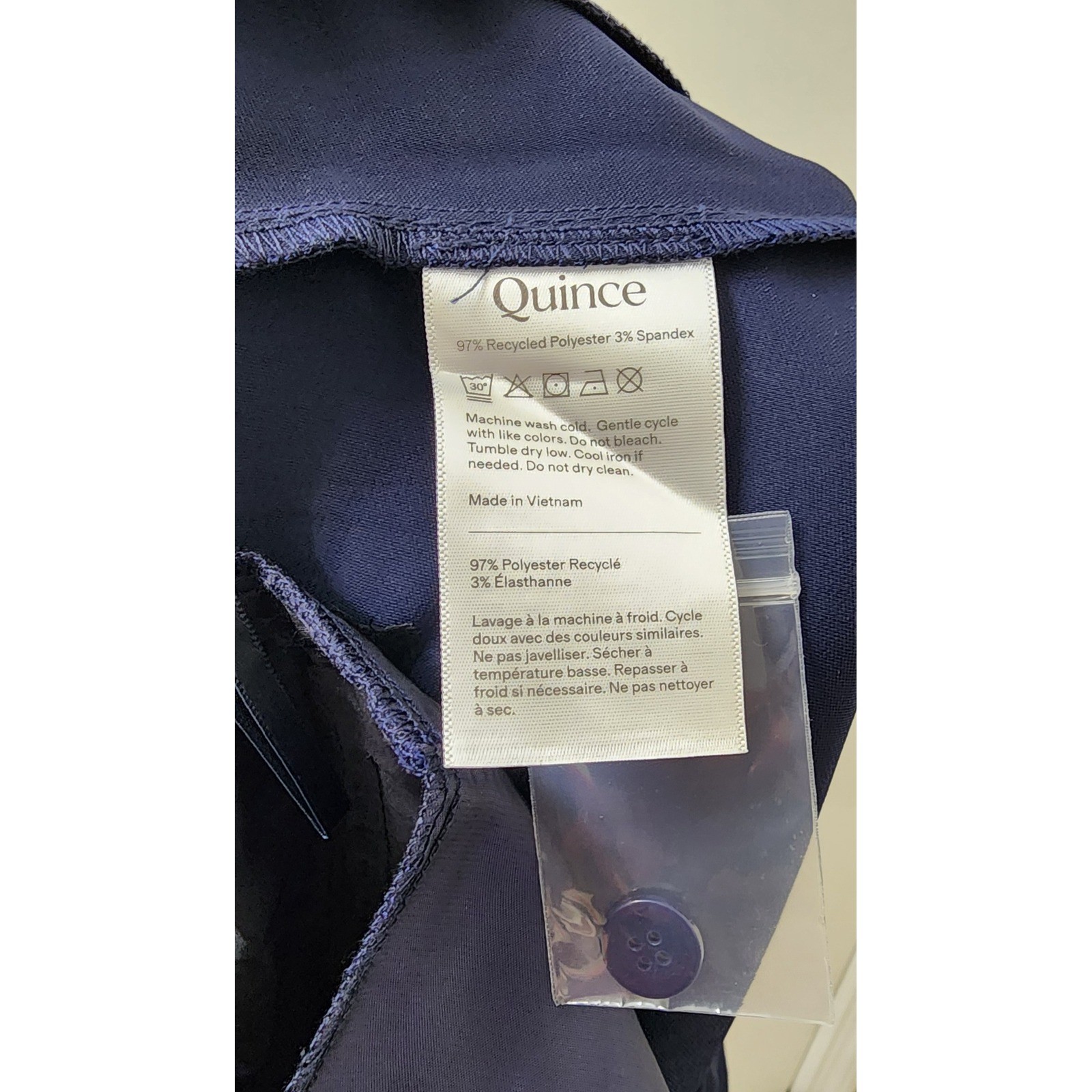 Quince Ultra-Stretch Ponte Wide Leg Pants Navy Blue High Rise Trousers Size 10