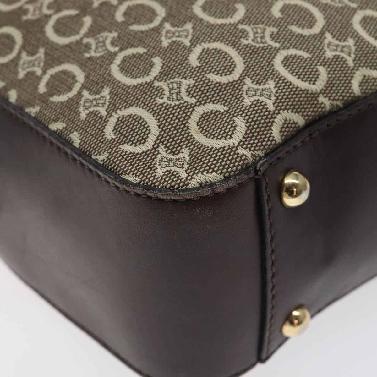 CELINE C Macadam Canvas Hand Bag Brown Gold Auth 122971