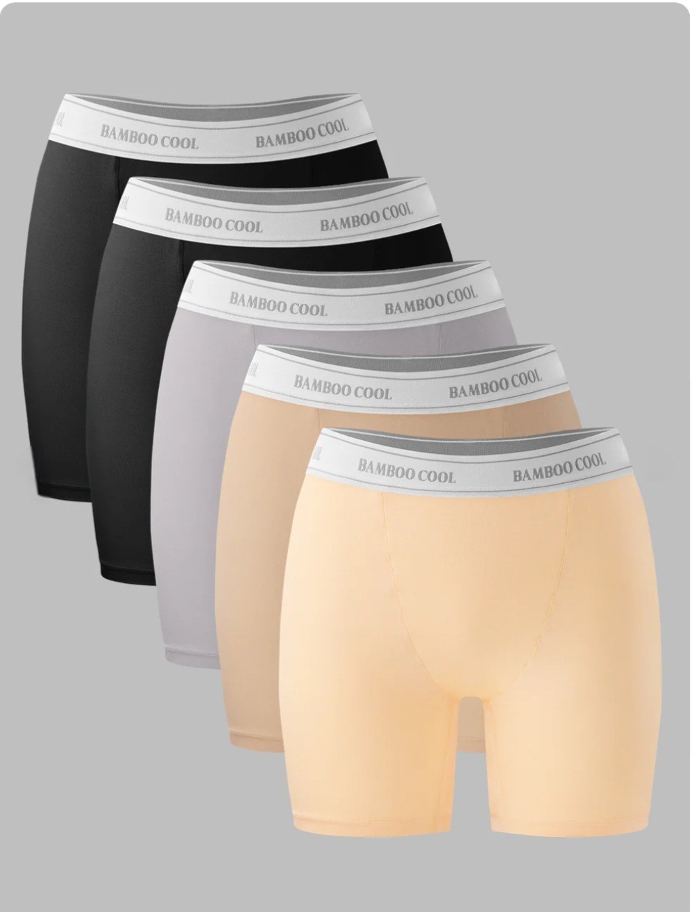 BAMBOO COOL Women’s Boxer Briefs Boyshorts 5 Pack Full Coverage Women’s Large