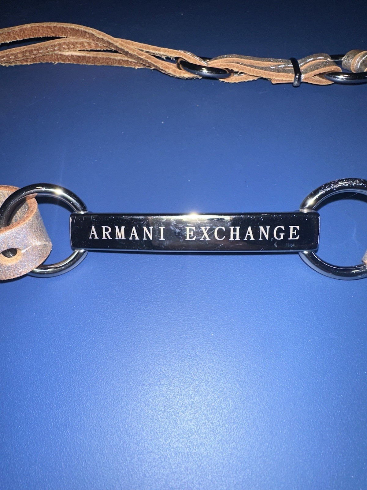 Y2K Vintage Boho Chic Streetwear Armani Exchange Leather Silver Belt S/M