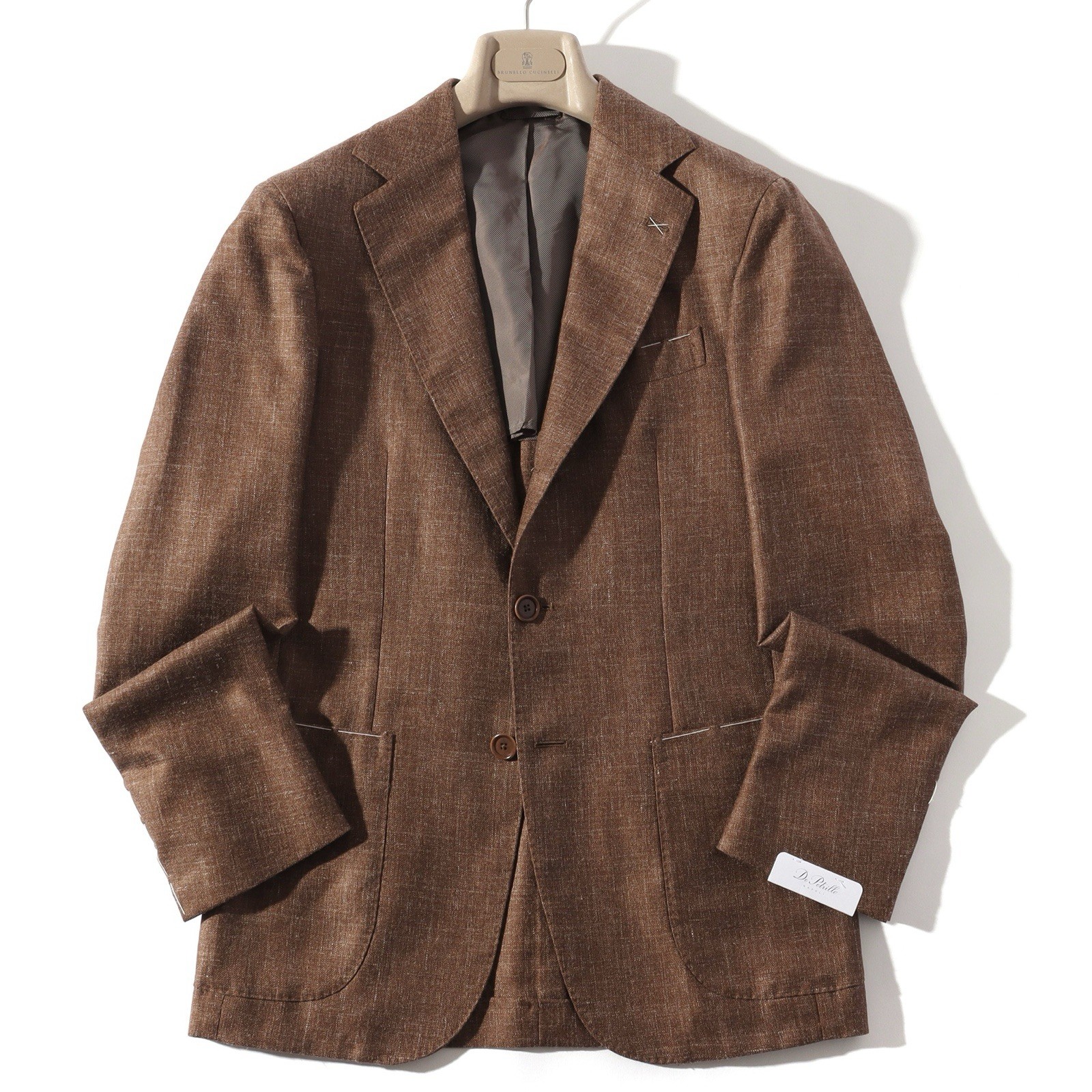 De Petrillo Posillipo Wool Silk Linen Tailored Jacket Brown IT42 Italy