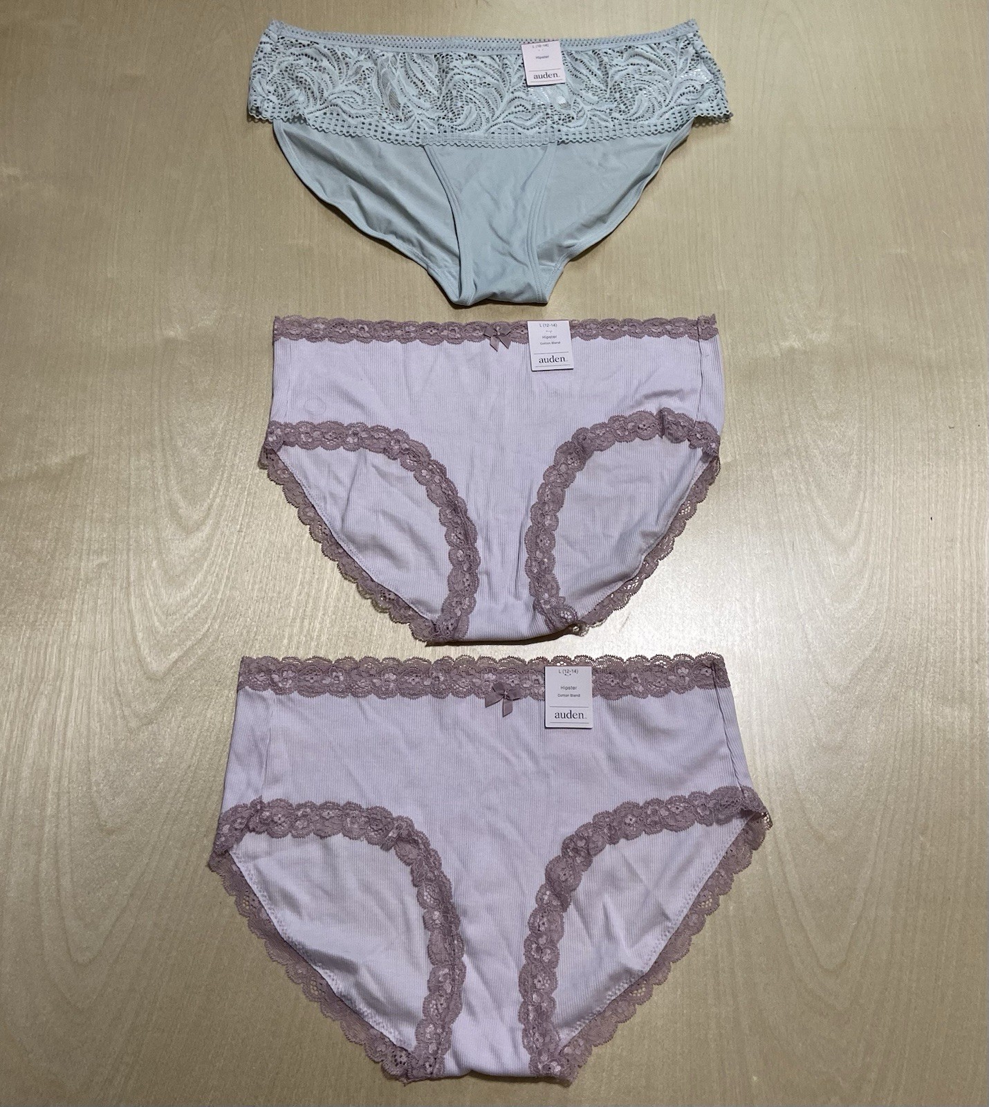 Auden Women’s Size Large (12-14) Floral Soft Stretchy Hipster Panties 3 Pack