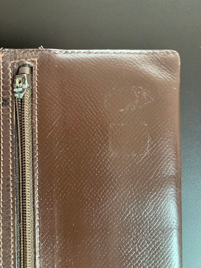 HERMES Bearn Long Wallet, Bifold Wallet, Leather, Engraved Brown 17.5x9cm France