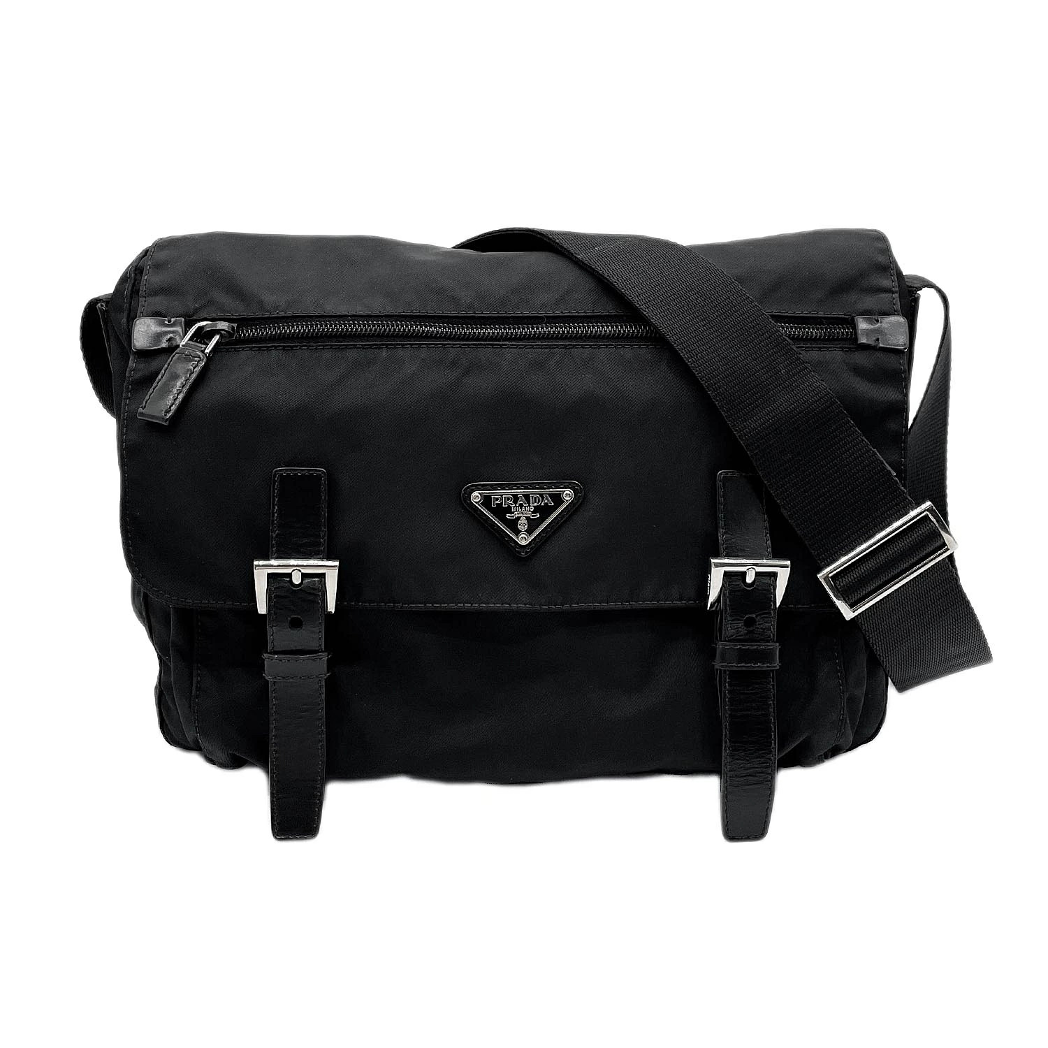 PRADA Nylon Shoulder Bag Messenger Bag Tesuto Pocono Triangle Plate Logo