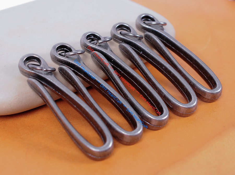 5pc 68*16mm Retro Silver KeyChain Key Ring Belt U Hook Wallet Chain Fish Hook