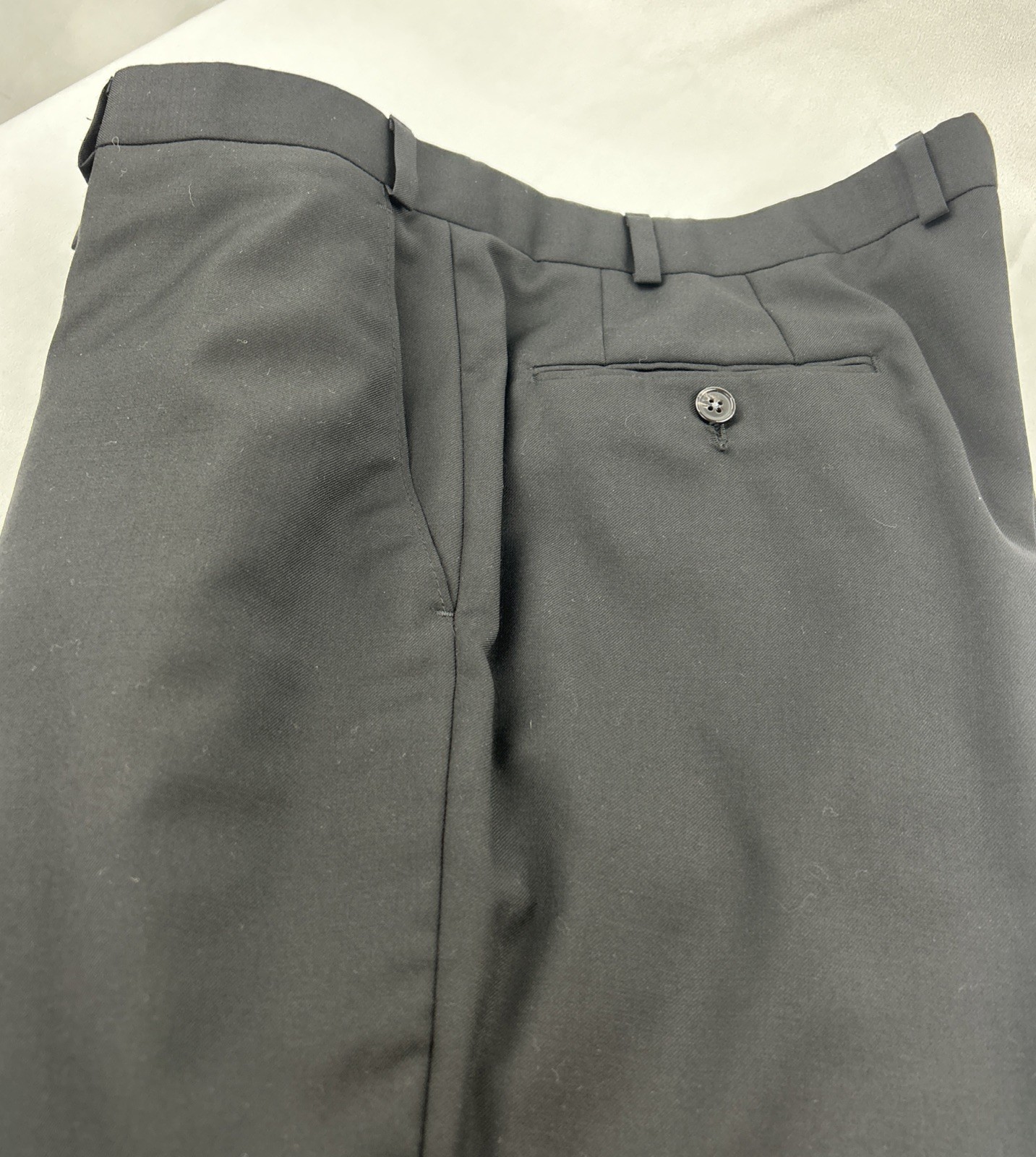 Lauren Ralph Lauren Mens Black 38W X 34L Wool Blend Dress Pants Flat Front