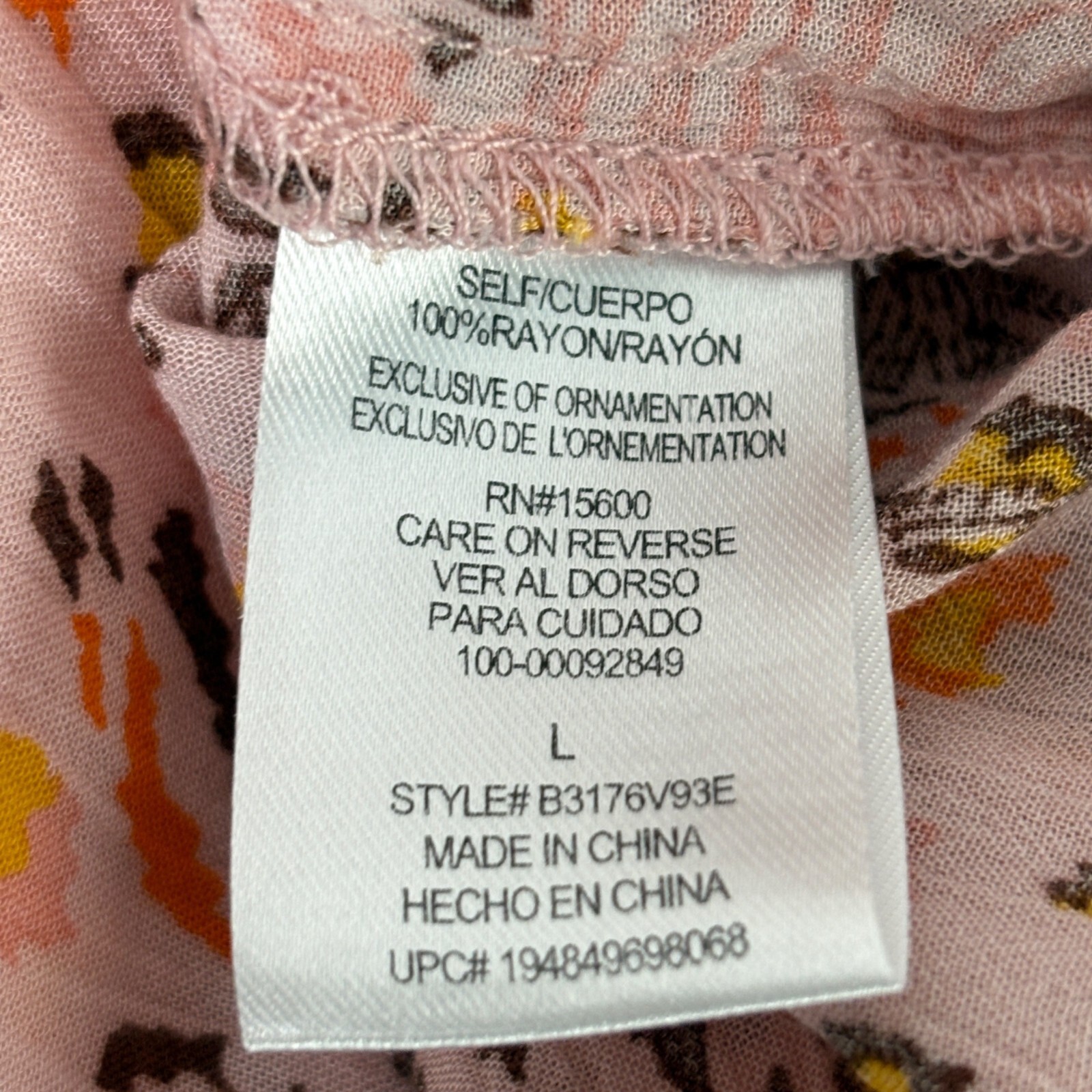 Democracy Button Front Top Womens L Pink Zebra Safari Print Short Sleeve V Neck