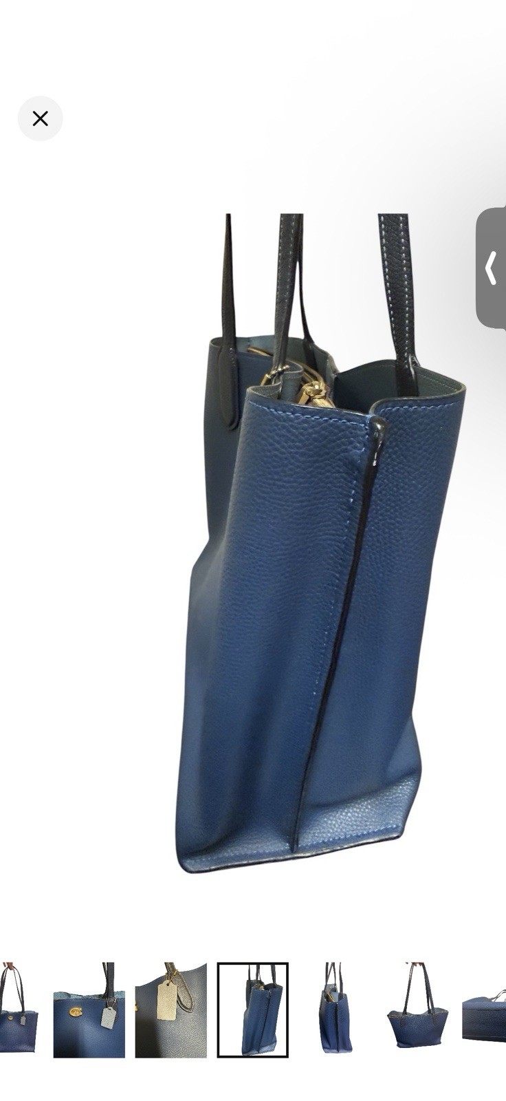 Coach Willow Blue Pebbled Tote Turnlock & Zip Gold Hardware w/ Wristlet