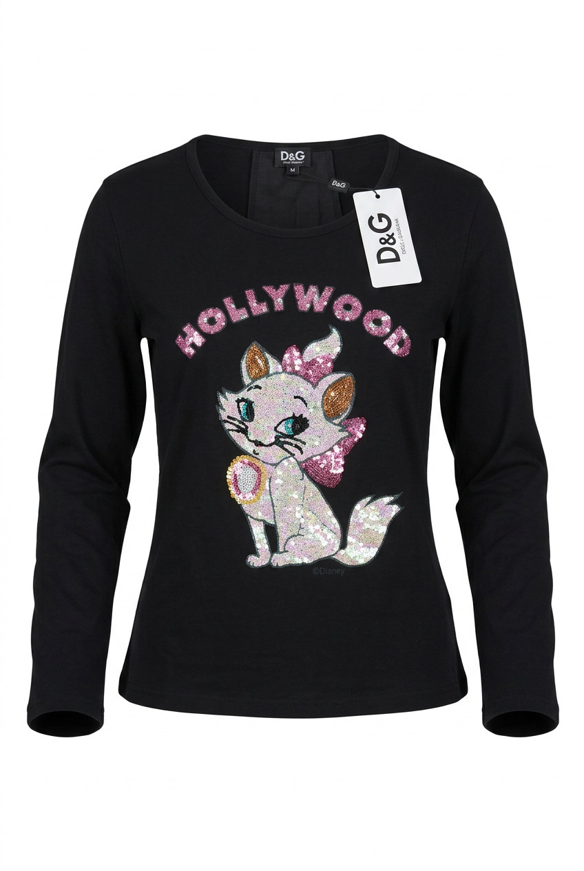Dolce & Gabbana Song-Sleeve Sequin Cat Embellished “Hollywood” SZ M