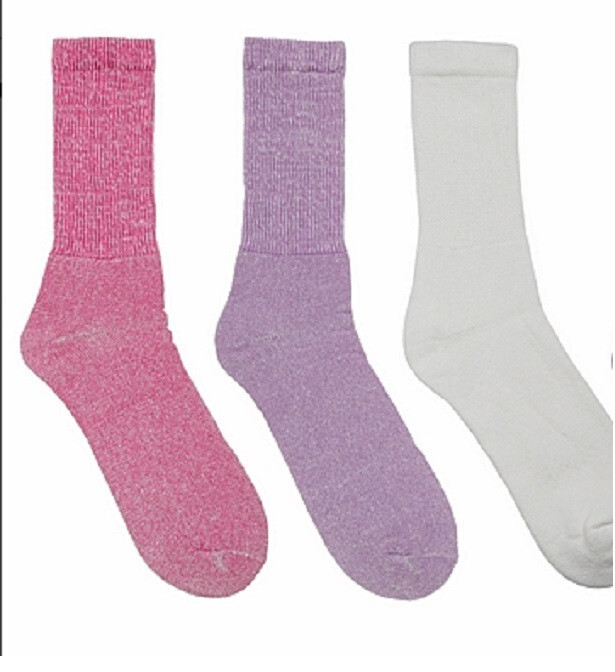 6 Pairs Womens Top Stretch Cotton Blend Diabetic Non Binding Crew Socks