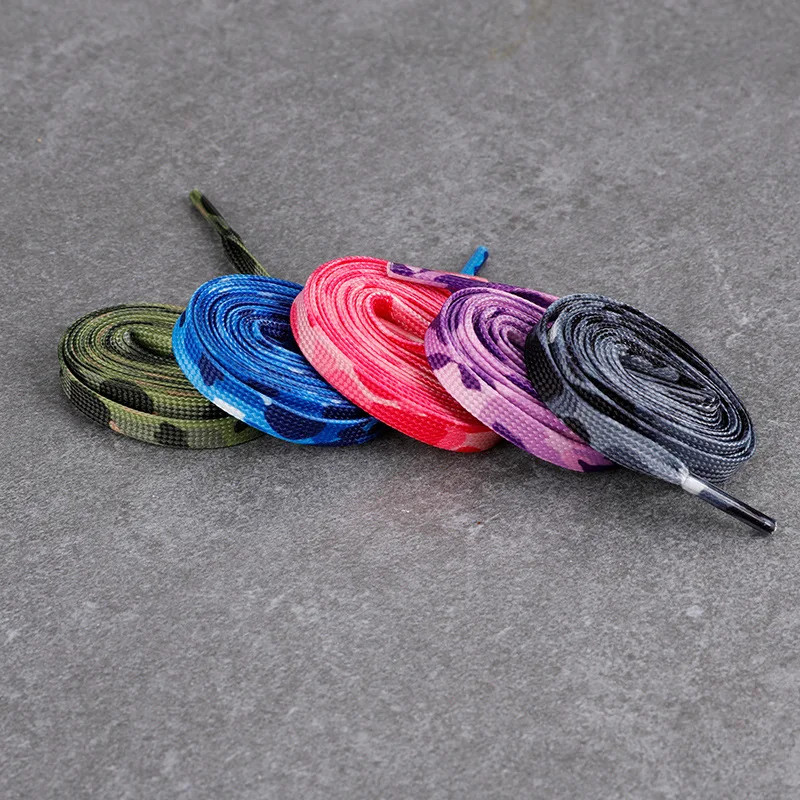 1 Pair Flat Shoelace Cream Camouflage Print Shoelaces for Sneakers AF1 0.8CM Wid