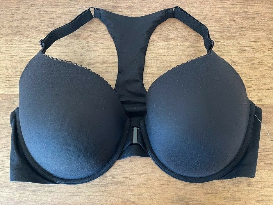 Victoria’s Secret Pure Black 32DD Body By Victoria Perfect Shape Front Cl Bra