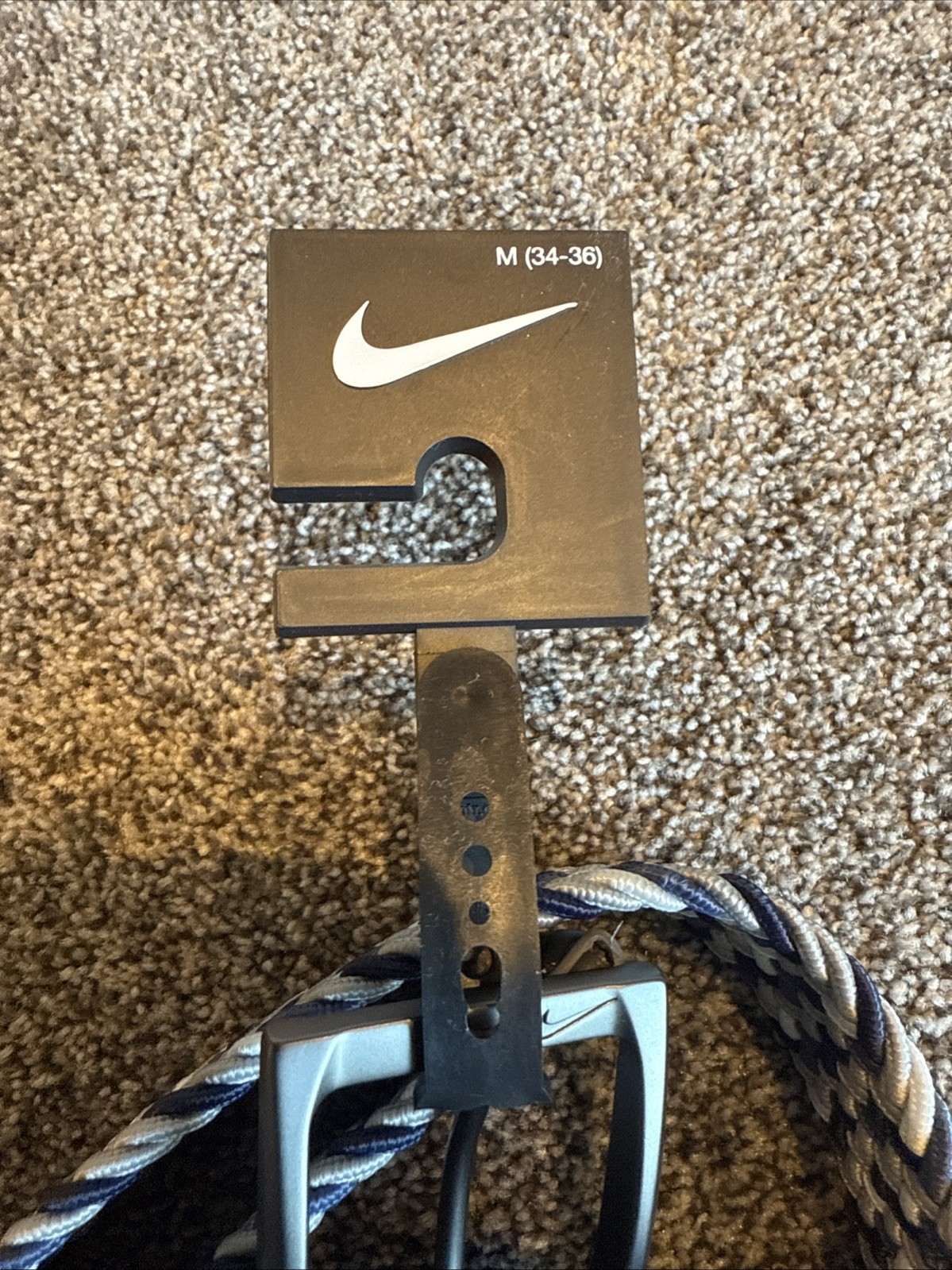 Nike Woven Stretch Belt Men Size Medium 34-36 Grey Blue Braided Golf Essentials