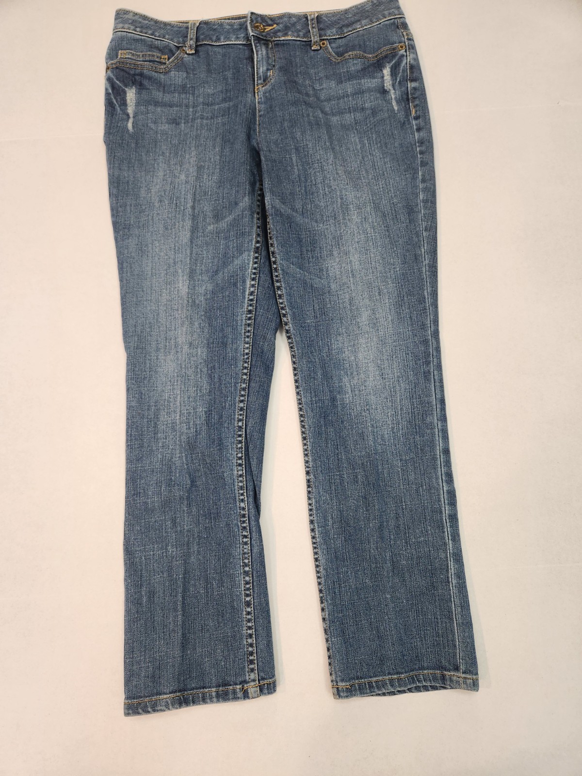 Vera Vera Wang Distressed Jeans-Straight Leg Boot Cut Size 8