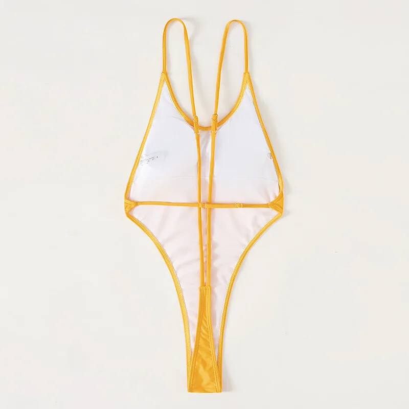Womens Sexy Thong One Piece Swimsuit High Cut Out Monokini String Bathing Suits