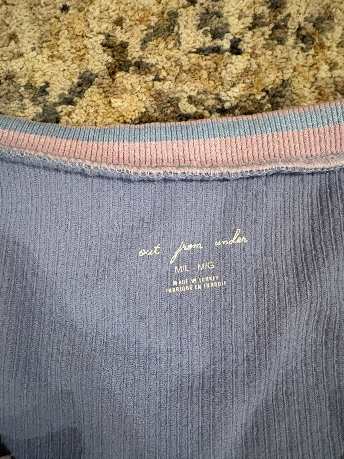 Urban Outfitters Out From Under Go For Gold Sky Blue & Pink Cropped Top Tee M/L