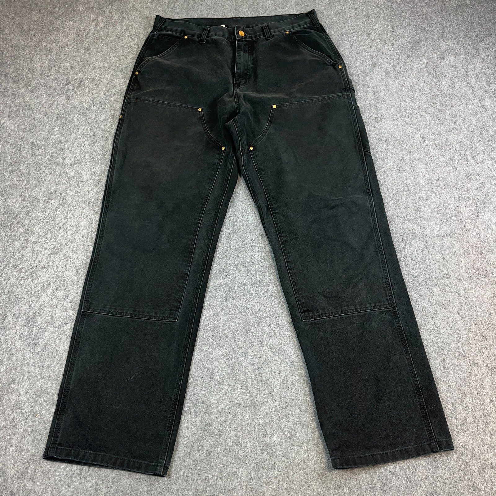 Vintage Carhartt Mens Jeans Double Knee Straight 34 32 Carpenter Loop Black