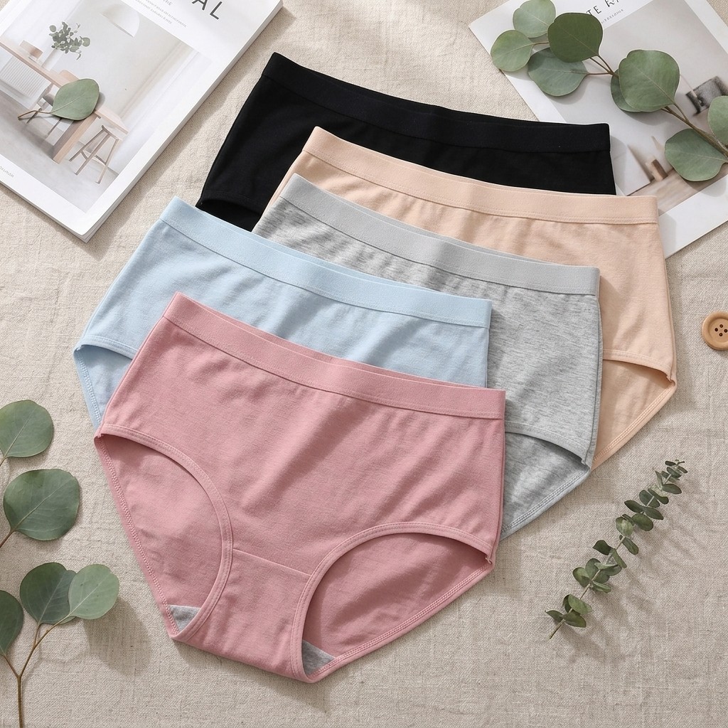 5‑Pack Women High‑Waist Multi‑Color Stretchy Daily Briefs