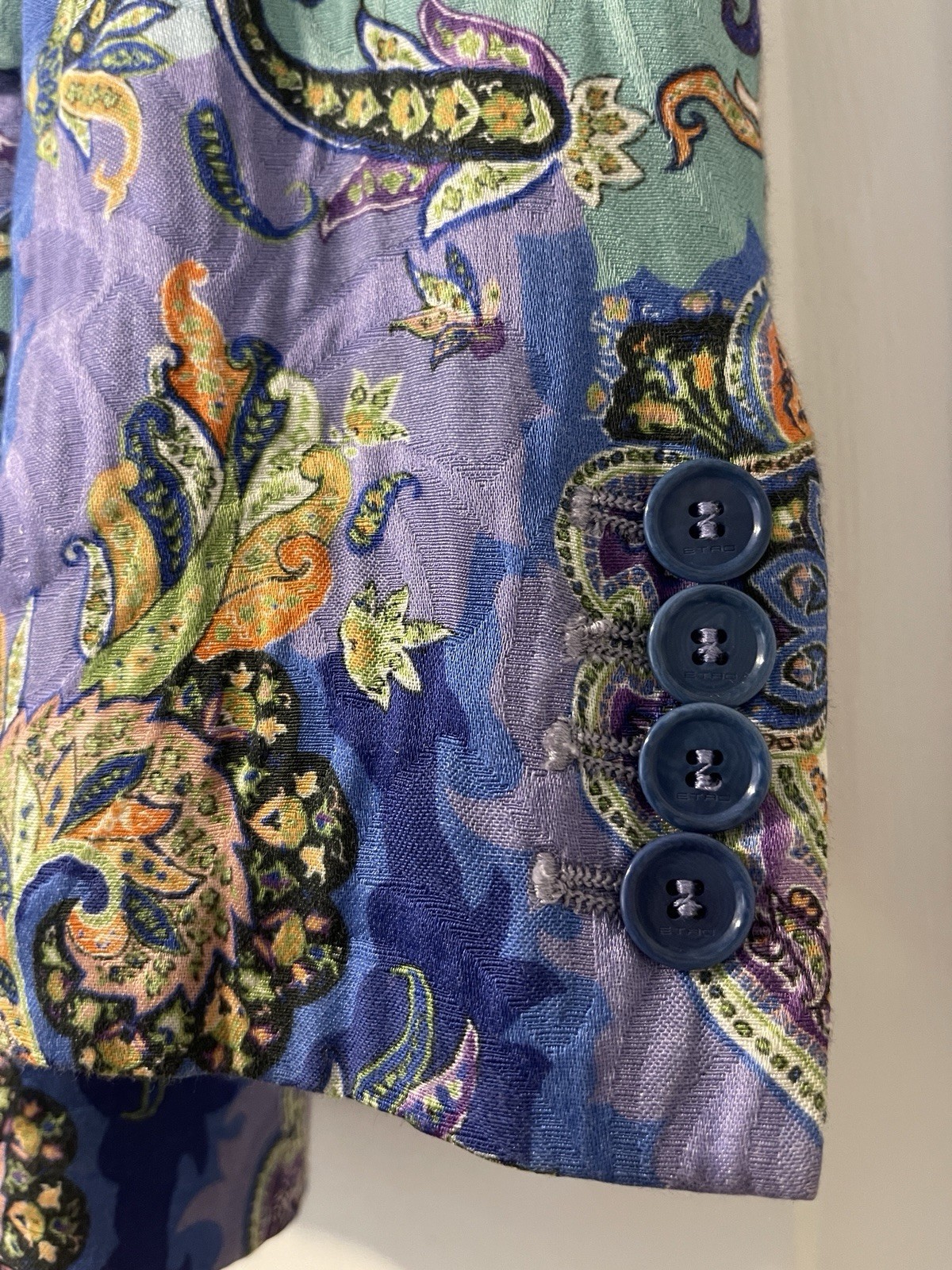 ETRO Milano Paisley Blazer IT 40 Made in Italy Blue Cotton Luxury Jacket