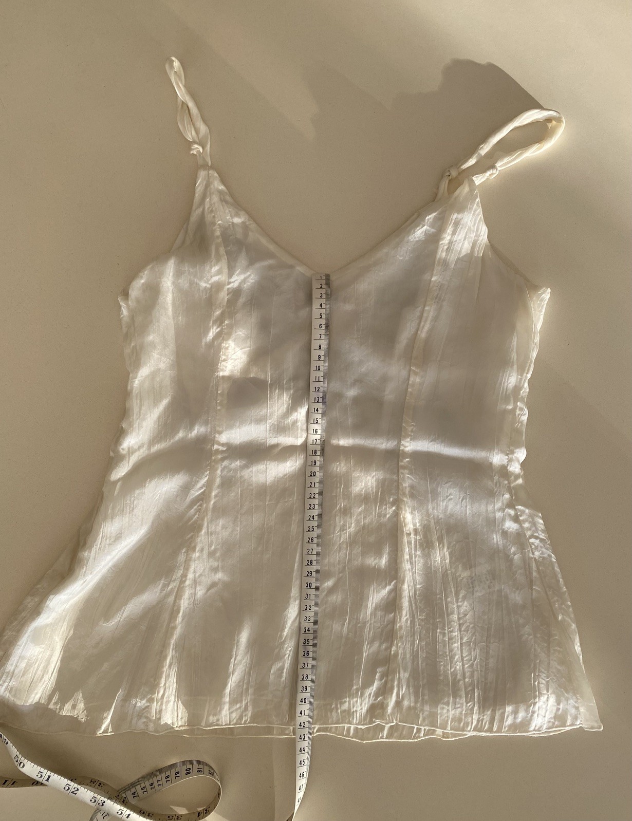 MAX & DG Italy White Silk cami top Black sequin Spaghetti Petite 160/84A NWOT