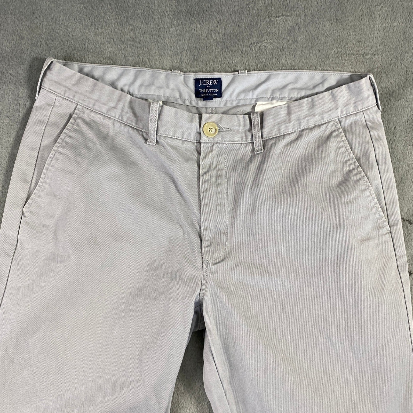 J.Crew Chino Mens 34×30 Light Grey The Sutton Slim Straight Cotton Pants Preppy