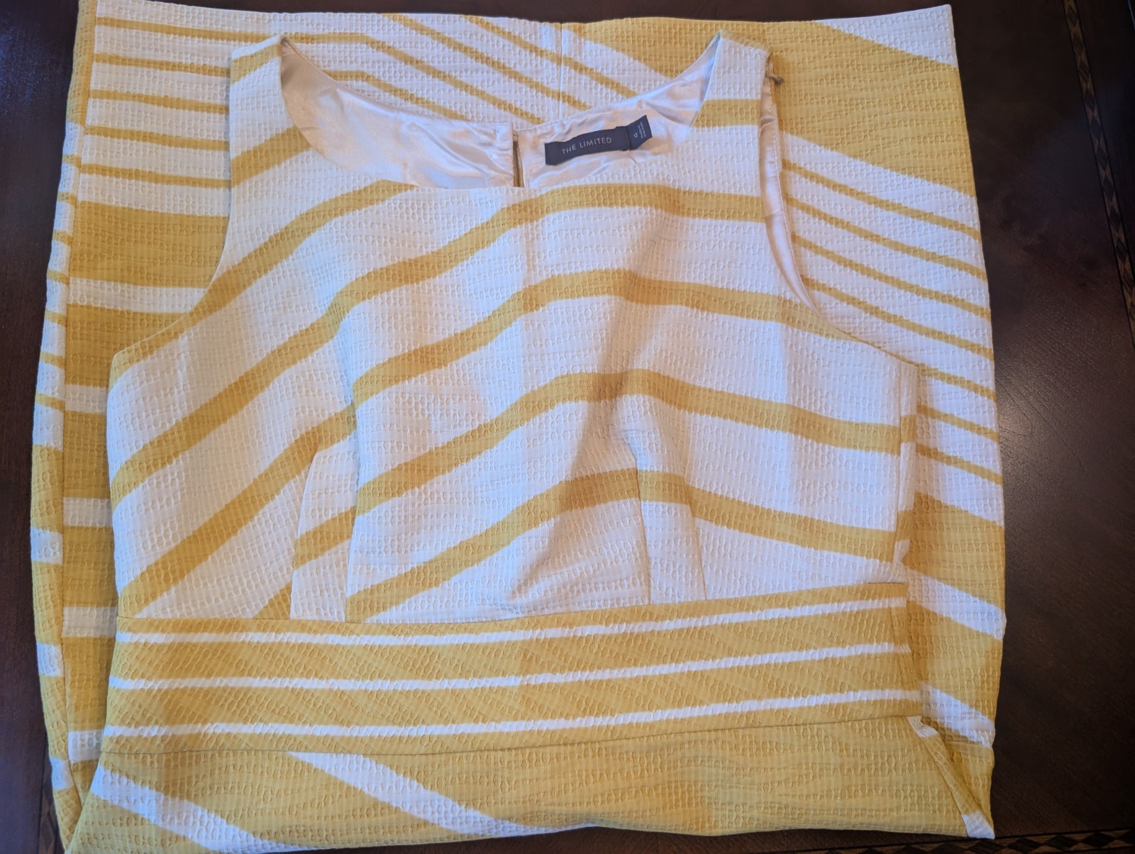 The Limited Yellow & Beige Striped Sleeveless Summer Dress Women’s Size 12,EUC