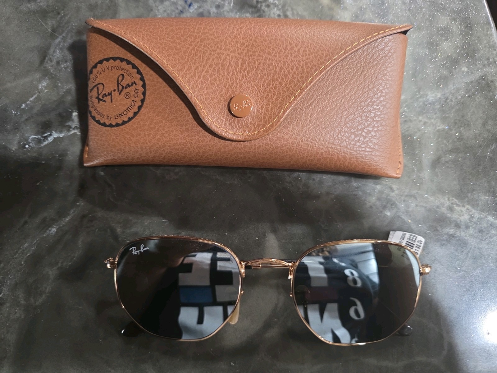 Ray-Ban RB3548N 001/30 51-21 Hexagonal Sunglasses – Gold/Silver Flash
