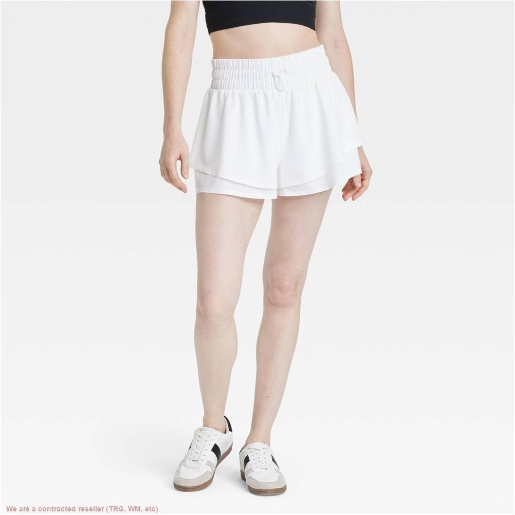 Women’s Double Layer Woven Mid-Rise Shorts 2.5″ JoyLab White S *SEE DEAL!!!*