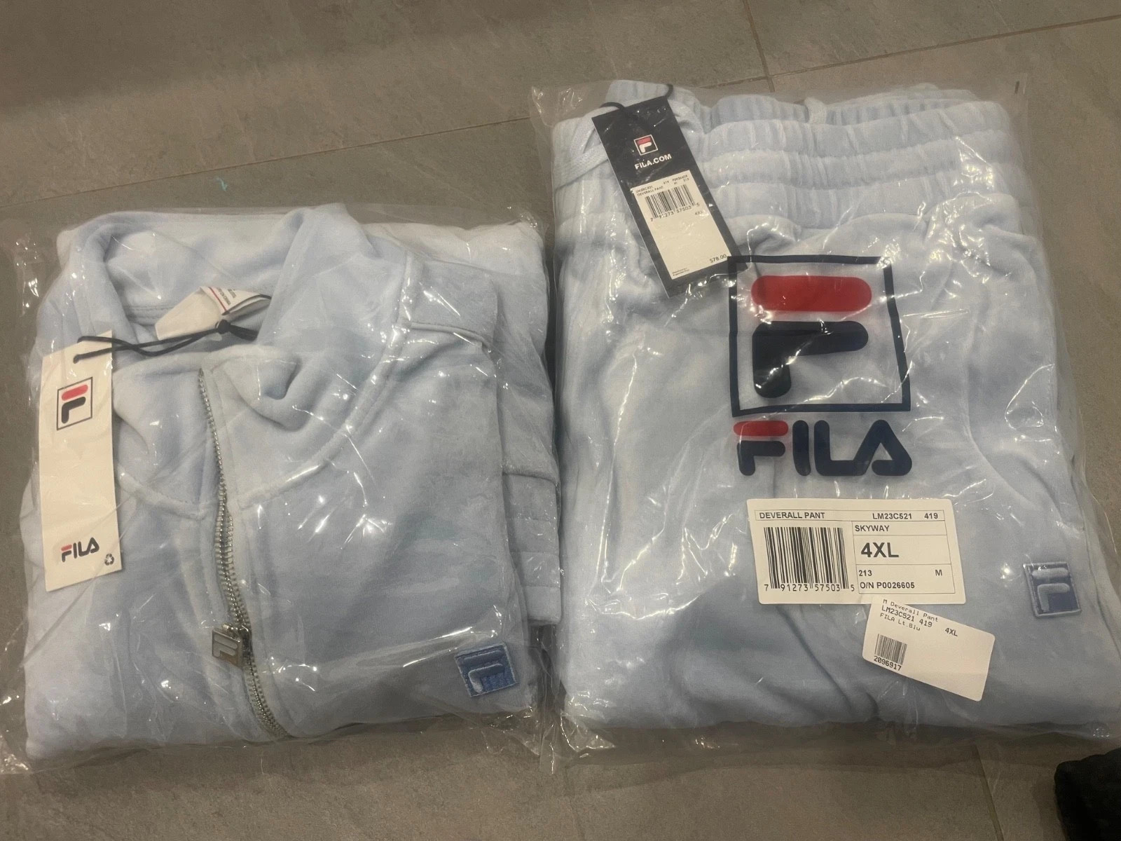 Fila velour tracksuit men size 3Xl-4X (NEW NO DUTY FEE)