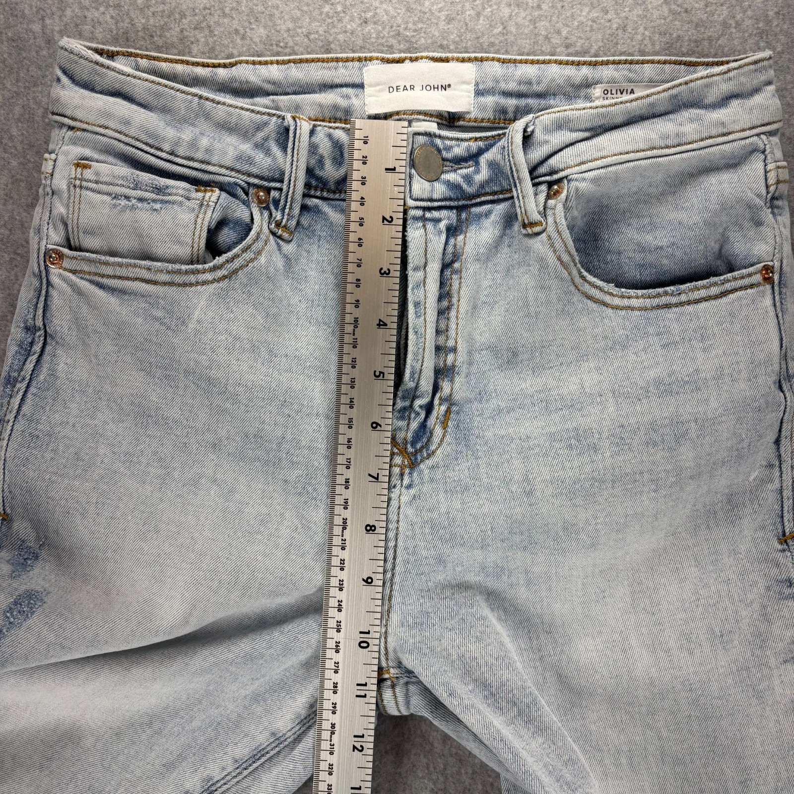 Dear John Olivia High Rise Jeans Size 30 Light Wash Distressed Stretch Grunge