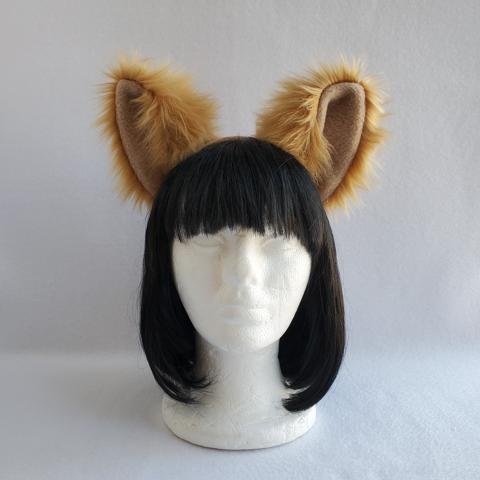 Caramel Brown WOLF EARS furry HEADBAND dog anime cosplay Halloween Holo Spice