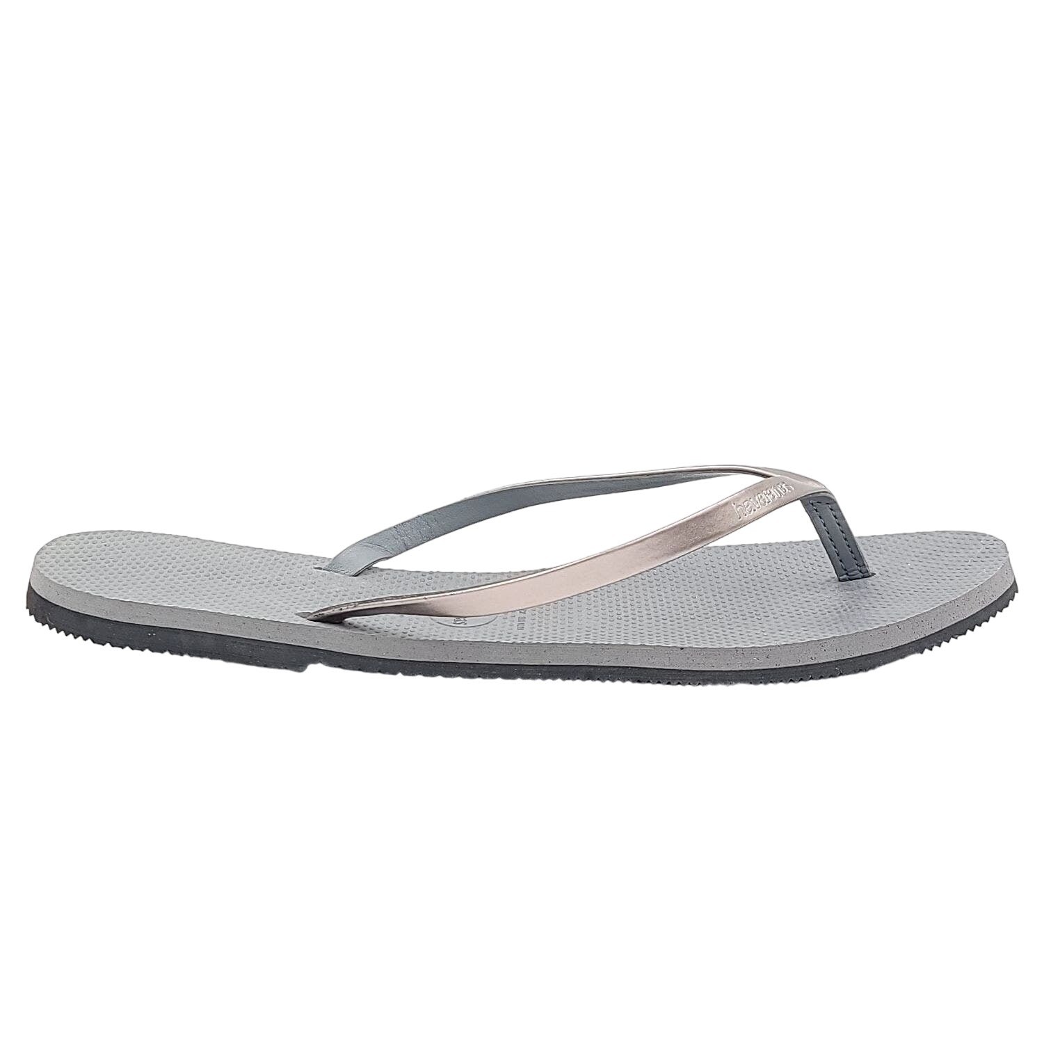Havaianas Women You Metallic Thong Flip Flop Sandals US 11/12 Steel Gray