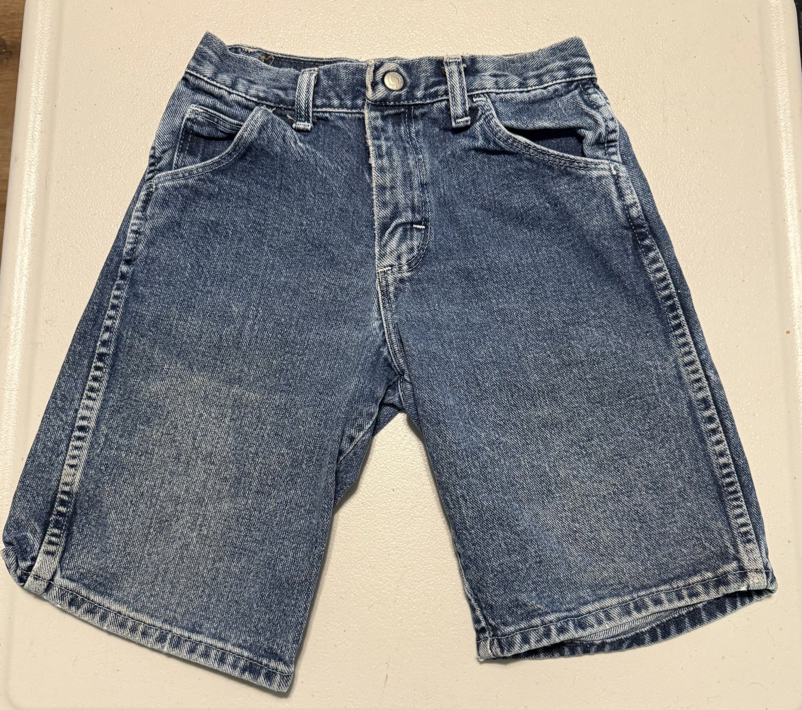 Wrangler Authentic Boys Denim Shorts Blue Size 10 9″ Inseam Vintage Made in USA