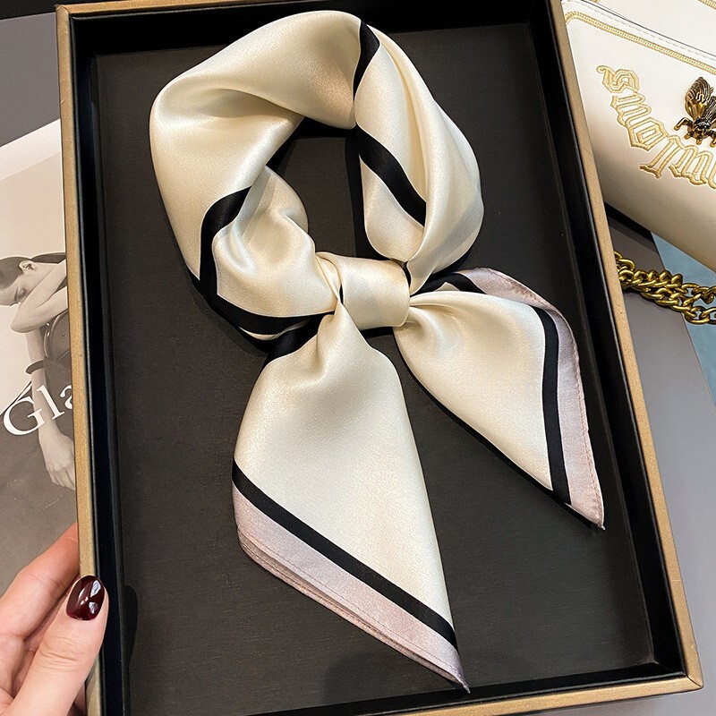 100% Mulberry Silk 27″ Square Scarf Women Neckerchief Wrap Fashion Design Check