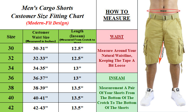 Men’s Distressed Washed Cotton Cargo Shorts With Belt 2 Pack (Size: 30-42) NEW
