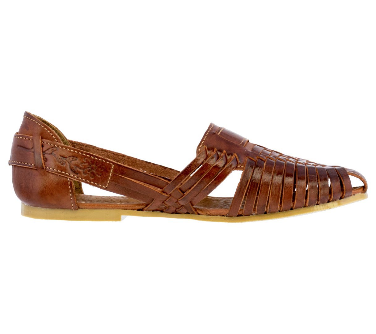 Womens Cognac Authentic Mexican Huaraches Leather Sandals Boho Closed Toe #110