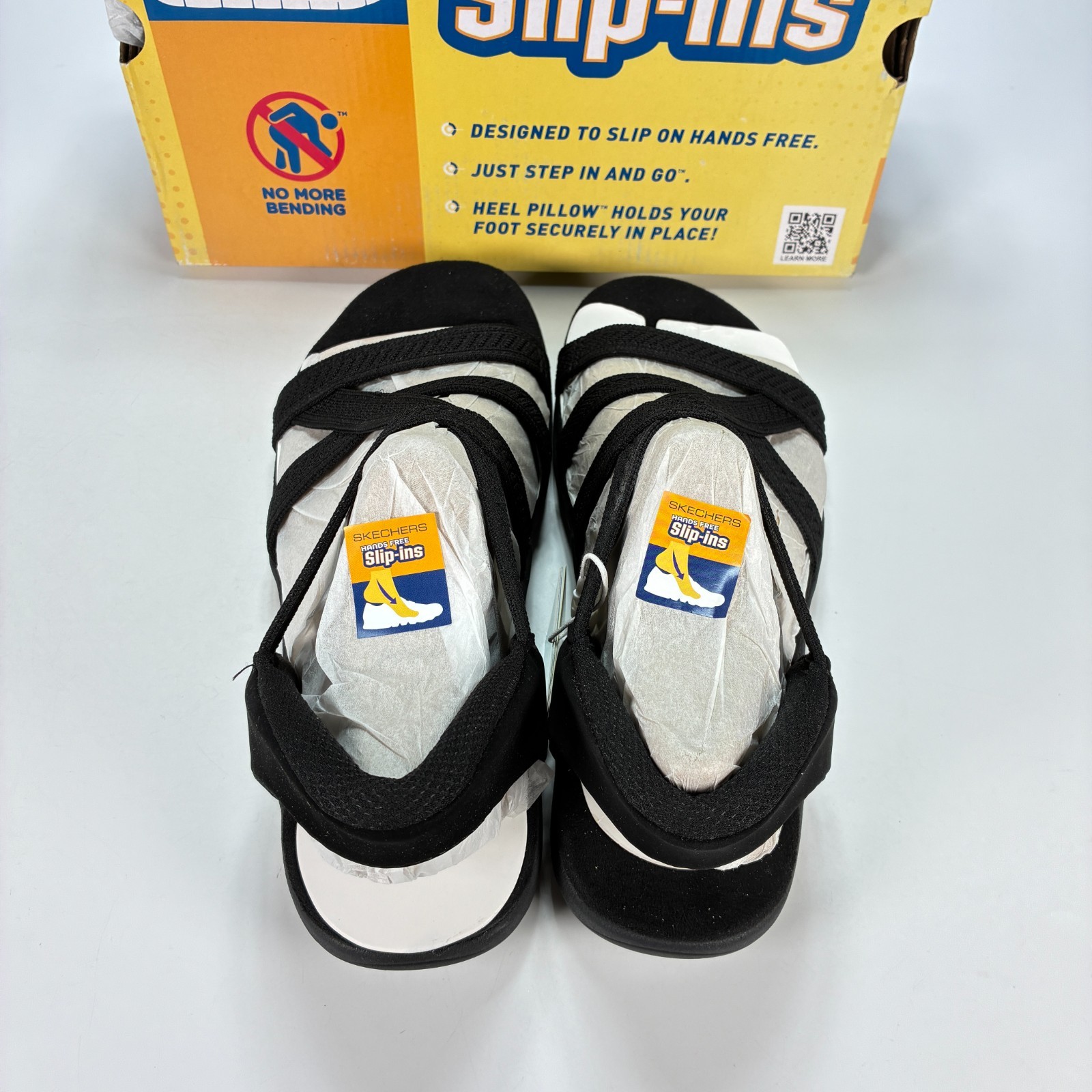 Skechers Slip-ins Reggae Slim Daily Vibe Black Casual Sandals 164038 Womens Sz 9