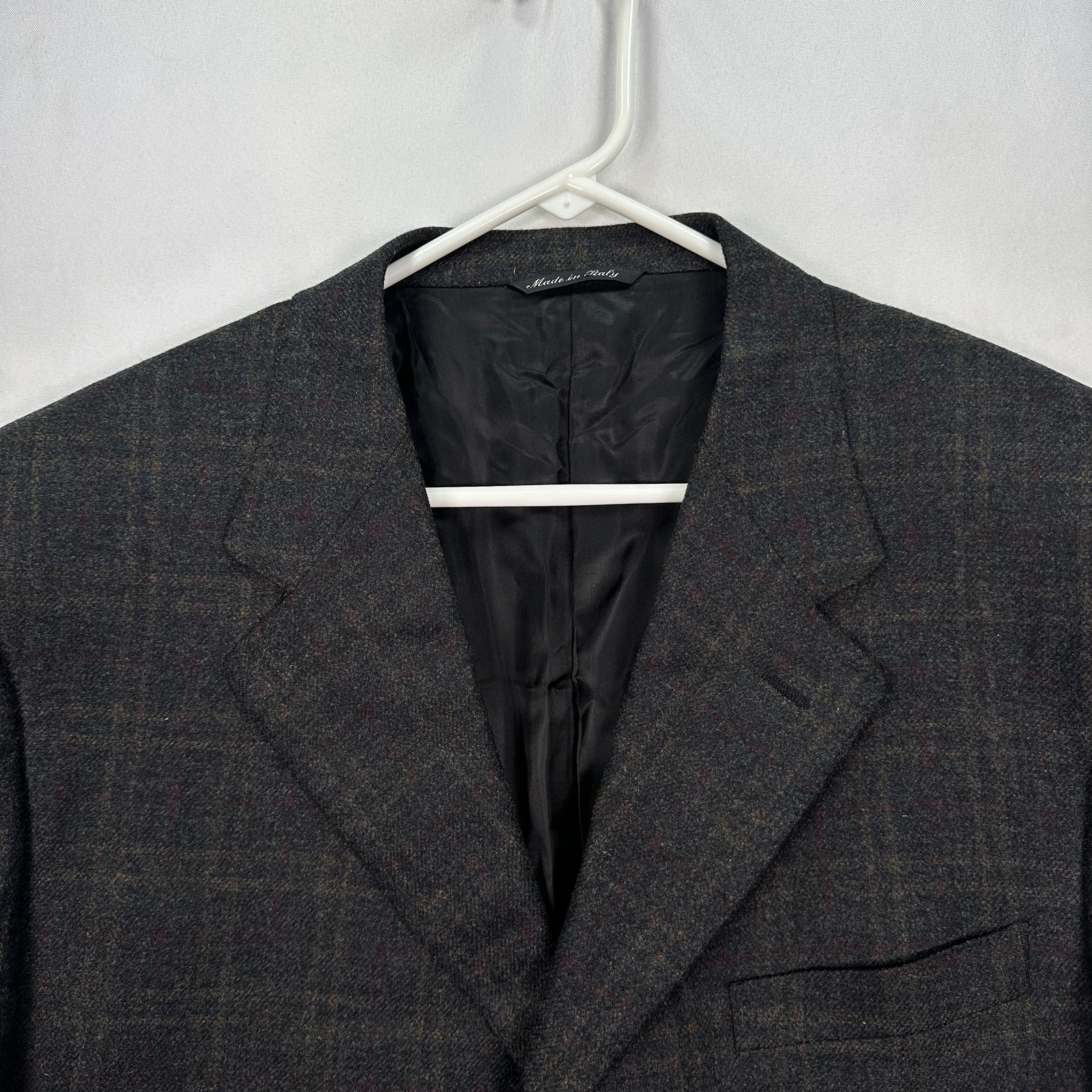 Canali Blazer Mens 46R Gray Windowpane Plaid Wool Cashmere Suit Jacket Italy