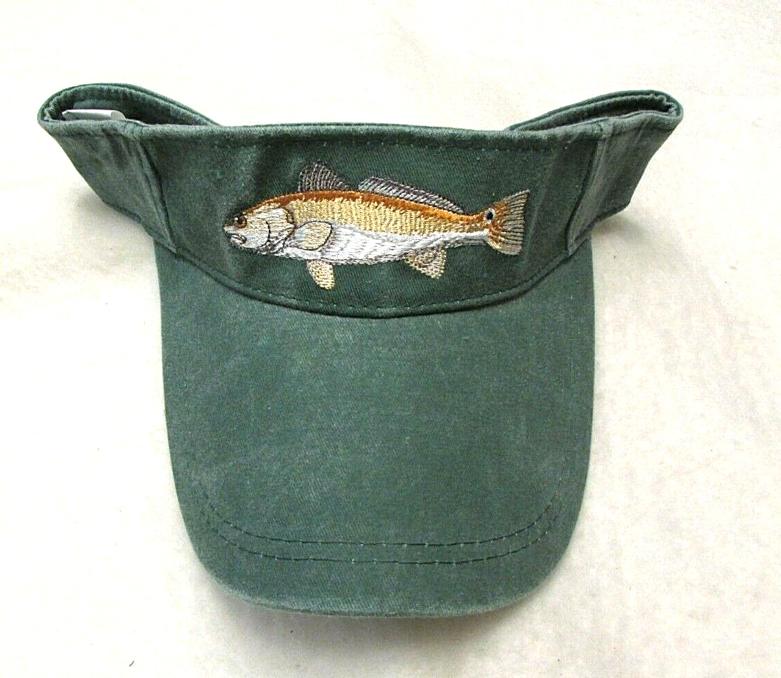 REDFISH Sport Visor Cap Embroidered Fish REDFISH Fishing Hat GREEN New A4