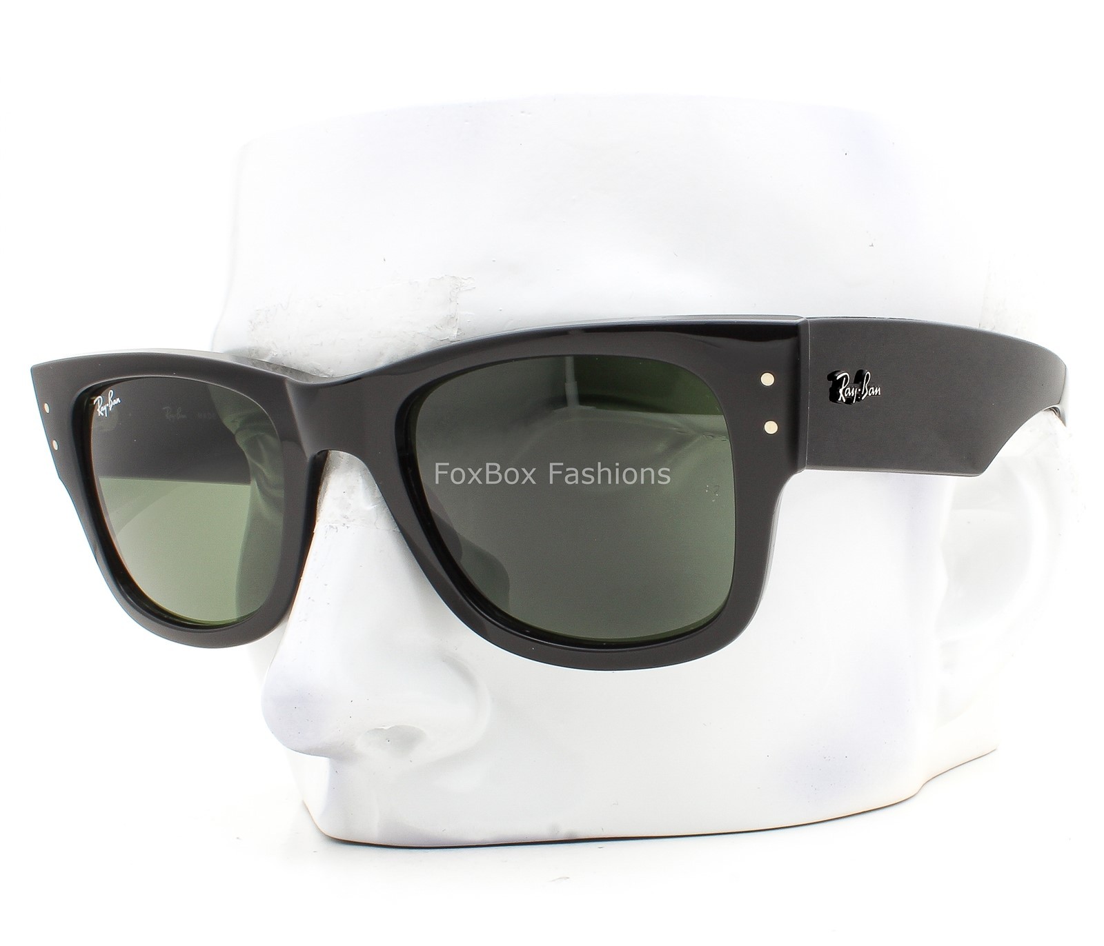 Ray-Ban RB0840S 901/31 Mega Wayfarer Sunglasses Gloss Black Green Glass w/case